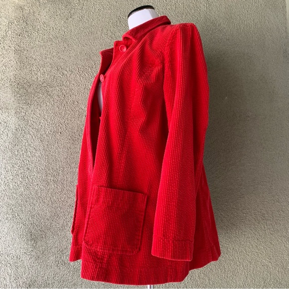 “J. Jill” Red Wide Wale Corduroy Car Coat Jacket size M - Picture 4 of 11